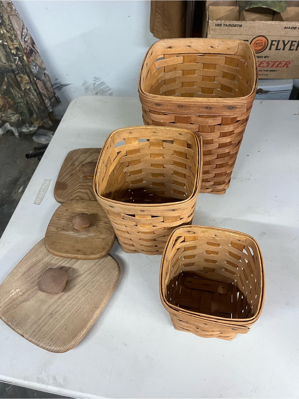 Longaberger Light Brown Woven Basket Trio
